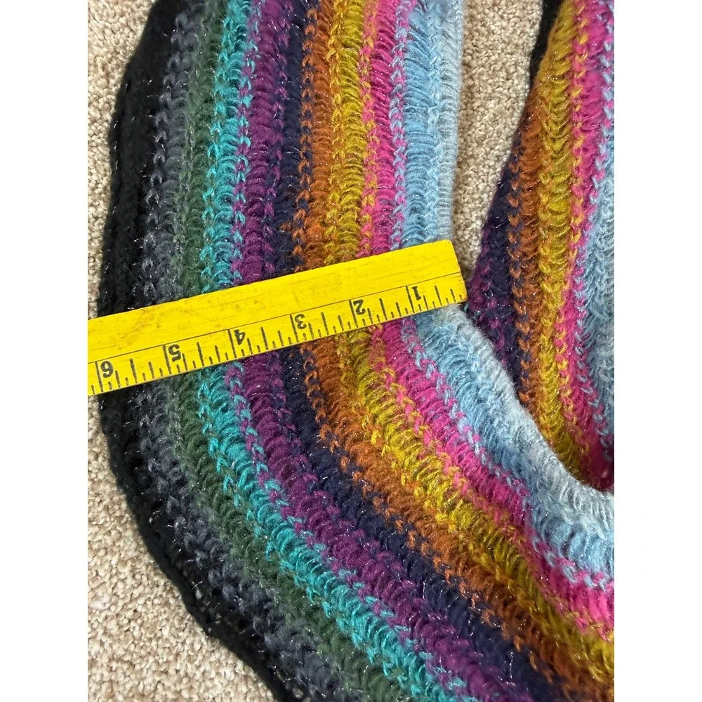 NWT Collection‎ Eighteen Rainbow Striped Metallic Boho Knit Scarf Festival Cozy